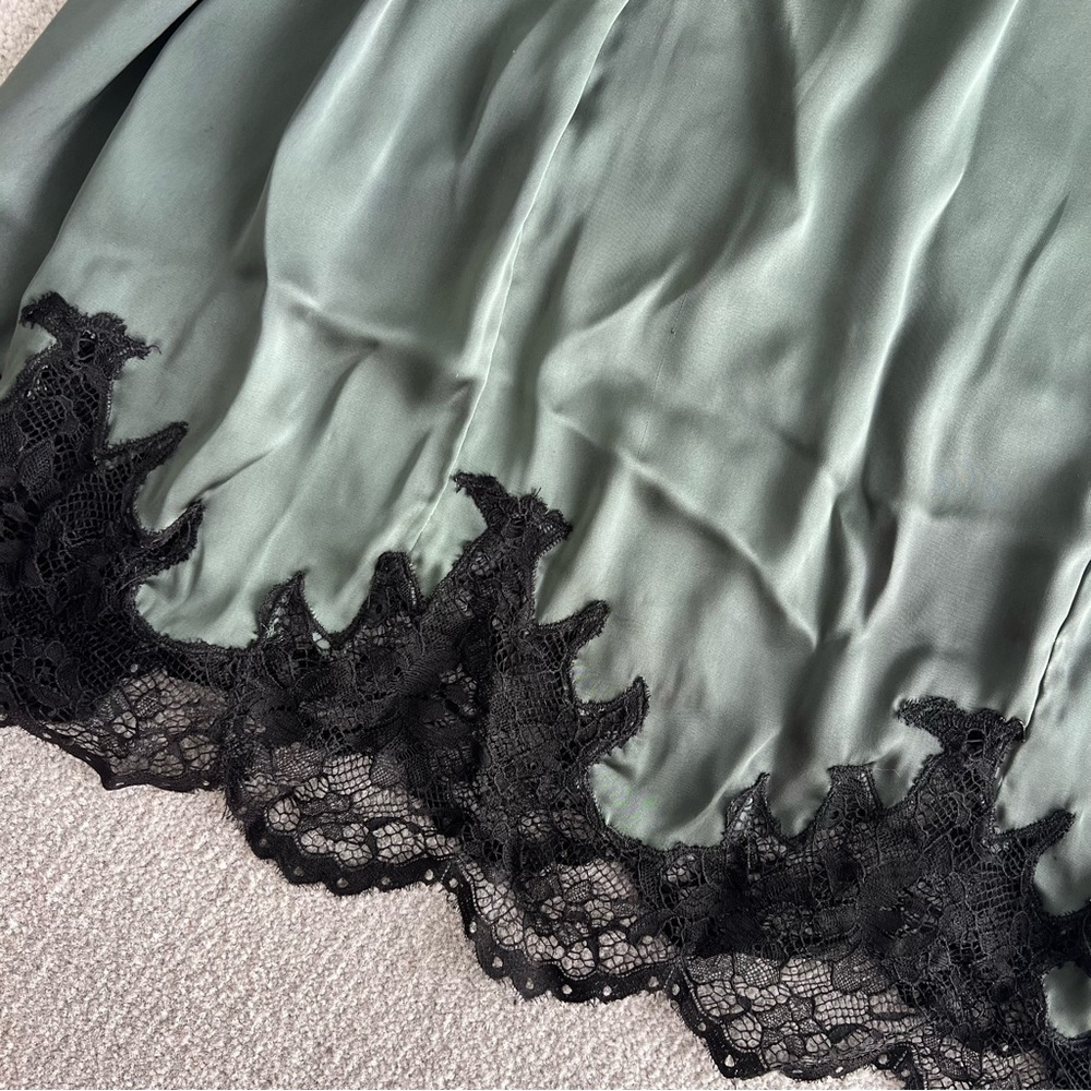 Paco Rabanne Green and Black Lace Slip Dress - Picture 3 of 10
